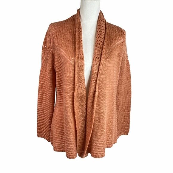 O'Neill Open Front Cardigan Sweater Womens Small Knit Orange Coral - Picture 1 of 10